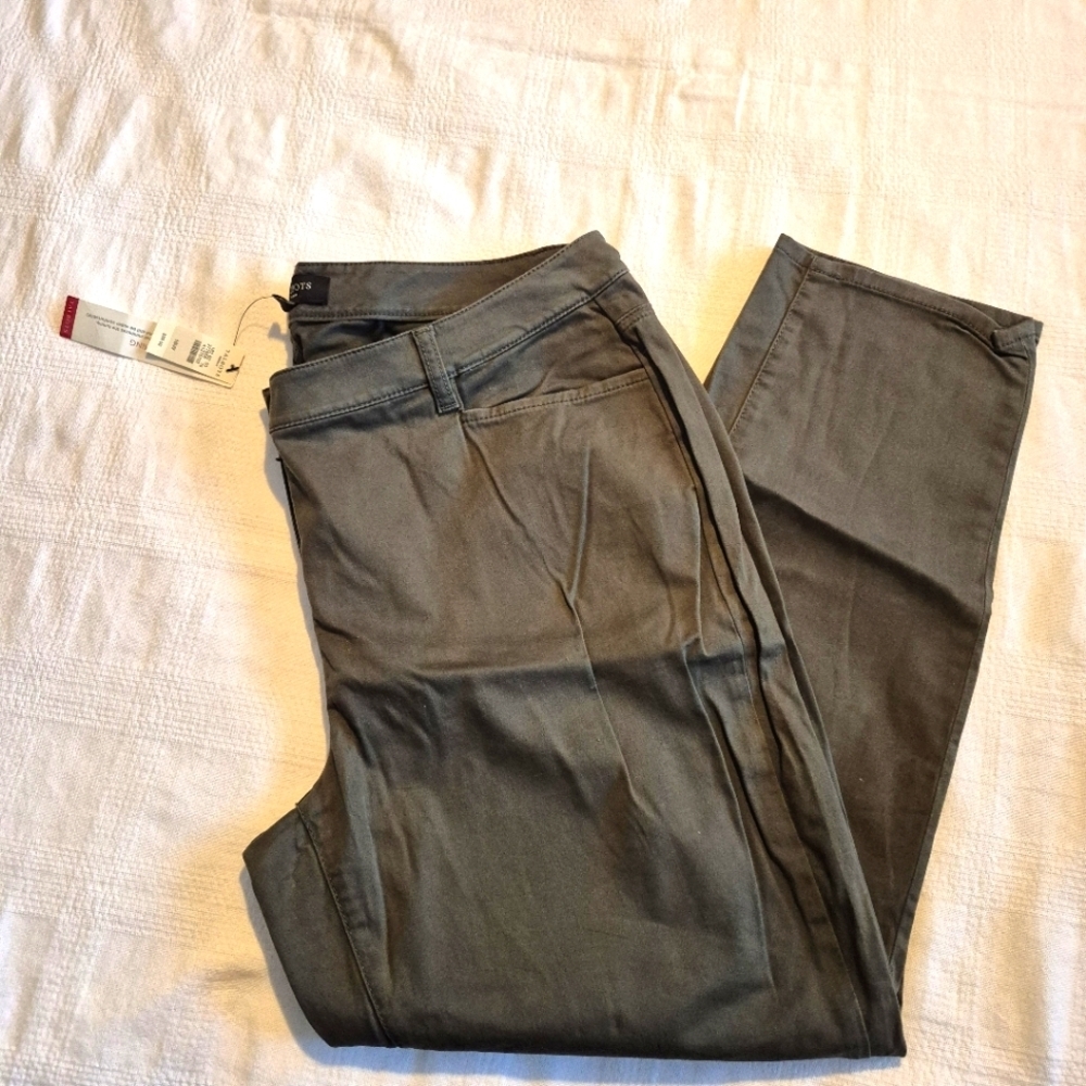 Talbots Women's Size 16w Pants, Slimming Green Stretch Fabric, 4 Pockets, Nwt